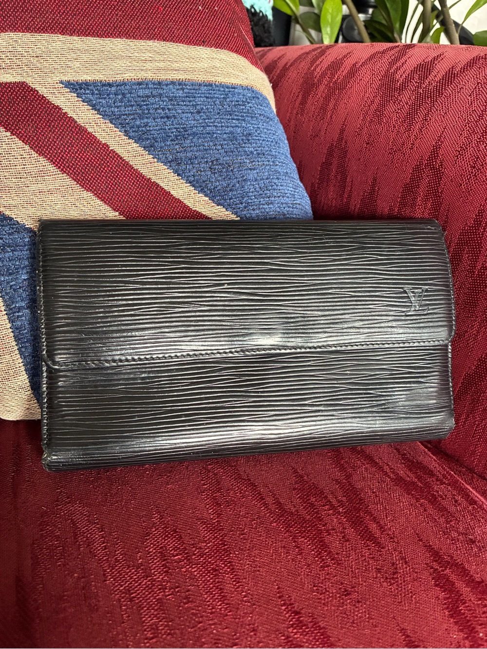 Louis Vuitton Black Epi Leather Clutch Purse